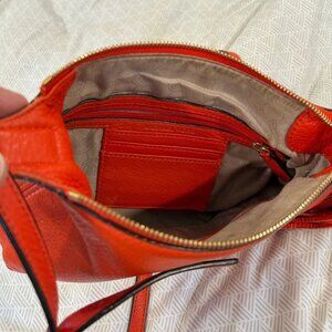 Michael Kors Crossbody Bag Purse Leather Tassel Red/Orange